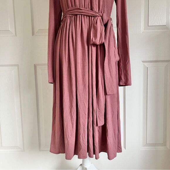 Rebecca Taylor Long Sleeve Knit Dress Pink Rose Large MSRP $295 - Picture 5 of 9
